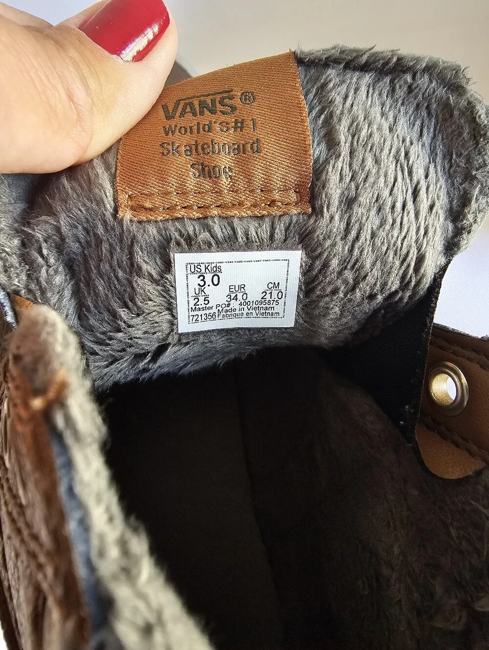Vans Brown High-Top Kids Sneakers with Camo Collar